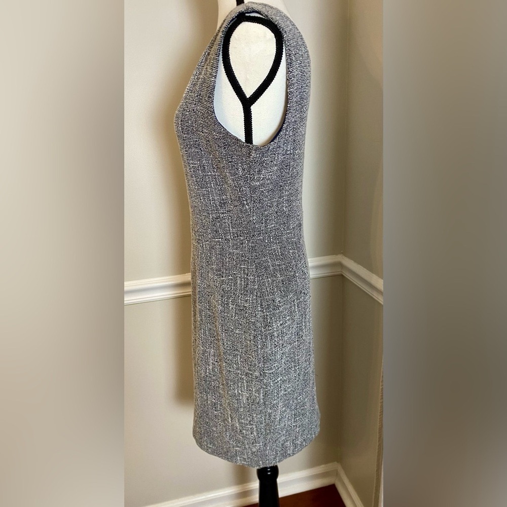 Banana Republic Black Gray Navy White Tweed Sleeveless V Neck Sheath Size 6 - Picture 5 of 11